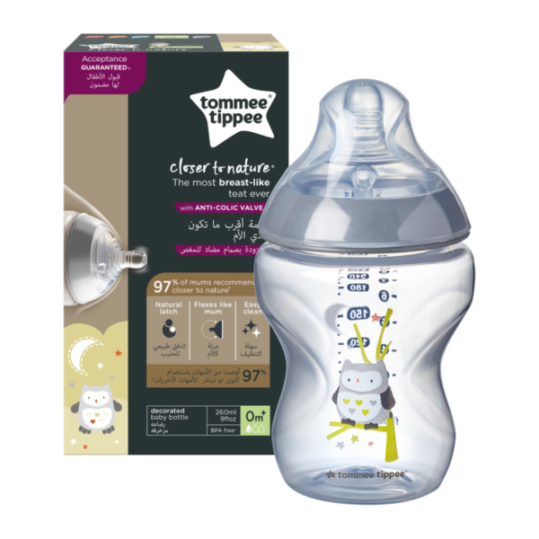 Tommee Tippee Πλαστικό Μπιμπερό Closer to Nature Κατά των Κολικών με Θηλή Σιλικόνης 260ml για 0+ μηνών Πράσινο