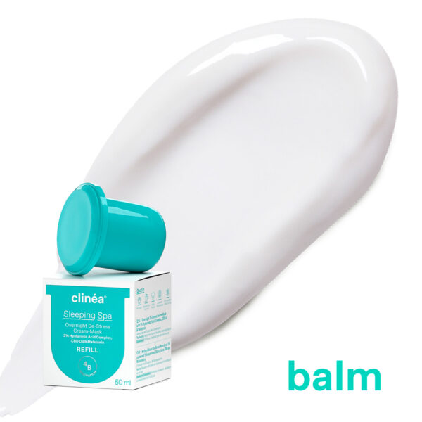Clinea Sleeping Spa Overnight De-Stress Refill Balm Προσώπου Νυκτός για Ενυδάτωση με Υαλουρονικό Οξύ 50ml - Image 2