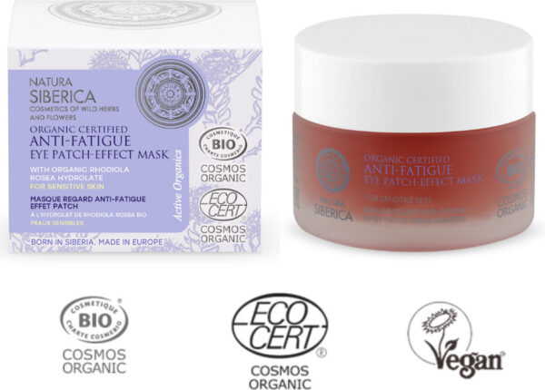 Natura Siberica Organic Certified Anti-Fatigue Eye Patch Effect Mask with Rhodiola Rosea Hydrolate for Sensitive Skin 50ml - Image 2