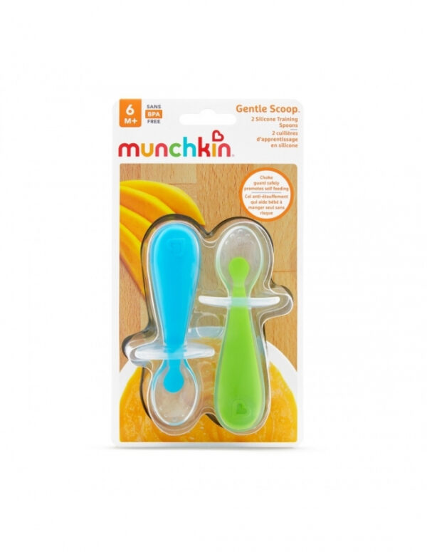 Munchkin Βρεφικό Σετ με Κουτάλια Gentle 2057661 από Σιλικόνη Μπλε-Πράσινο για 6+ μηνών 2τμχ
