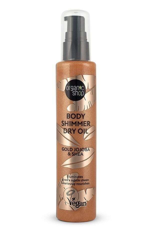 Organic Shop Βιολογικό Ξηρό Λάδι Σώματος με Λάμψη Gold Jojoba & Shea 100ml