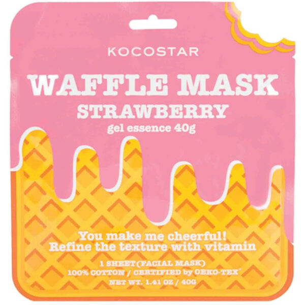 Kocostar Waffle Mask Strawberry Μάσκα Προσώπου για Καθαρισμό / Λάμψη 40gr