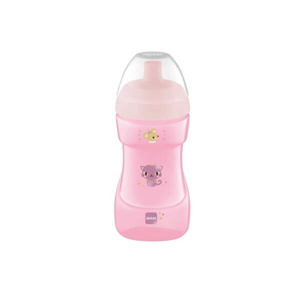 Mam Sports Cup Εκπαιδευτικό Μπιμπερό Σιλικόνης Ροζ 12m+ 330ml