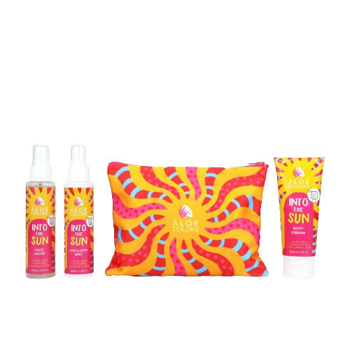 Aloe+ Colors Into Sun Cosmetic Bag Hair & Body Mist 100ml Body Cream 100ml Face Water 100ml Άρωμα Monoi Γαρδένια & Νεσεσέρ