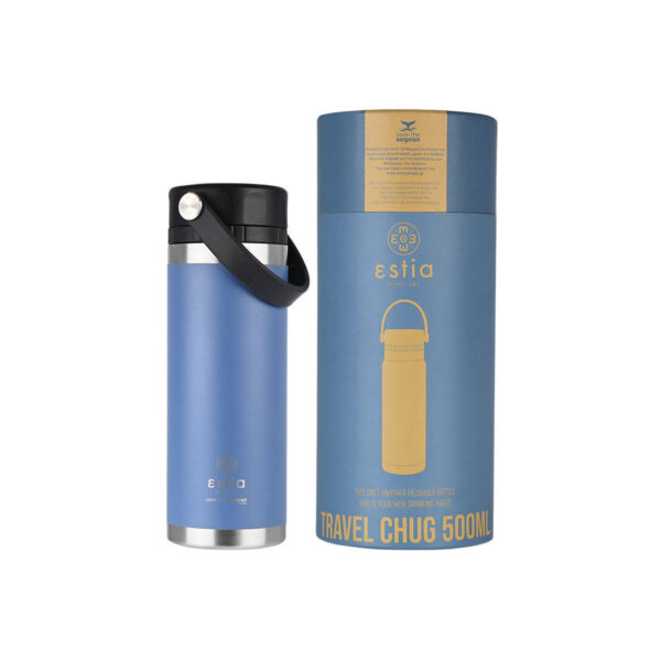 Estia Travel Chug Save Aegean Μπουκάλι Θερμός Μπλε 500ml