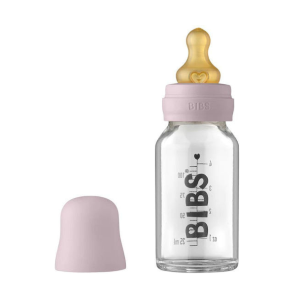 Bibs Γυάλινο Μπιμπερό με Θηλή Καουτσούκ 110ml για 0+ μηνών Dusky Lilac