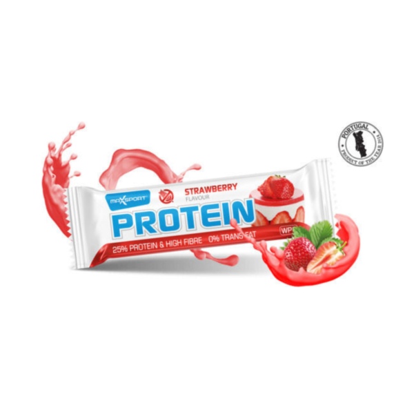 MaxSport High Fibre 0% Trans Fat Μπάρα με 25% Πρωτεΐνη & Γεύση Φράουλα 60gr
