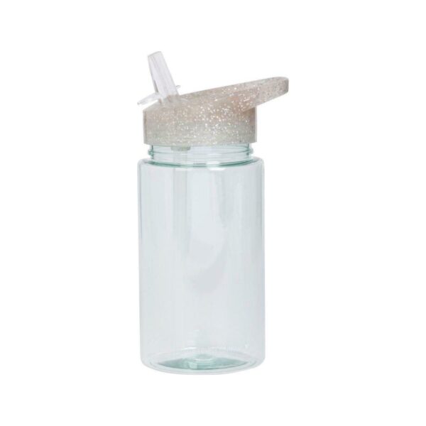 A Little Lovely Company Πλαστικό Παγούρι με Καλαμάκι Glitter-Silver DBGLSI31 450ml