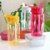 A Little Lovely Company Πλαστικό Παγούρι με Καλαμάκι Glitter-Silver DBGLSI31 450ml - Image 2