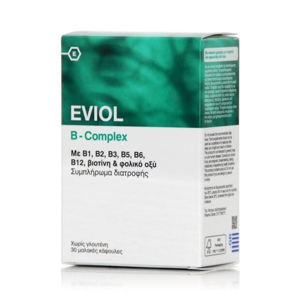 Eviol B-Complex Βιταμίνη για Ενέργεια. Ενίσχυση του Ανοσοποιητικού & το Νευρικό Σύστημα 30 μαλακές κάψουλες