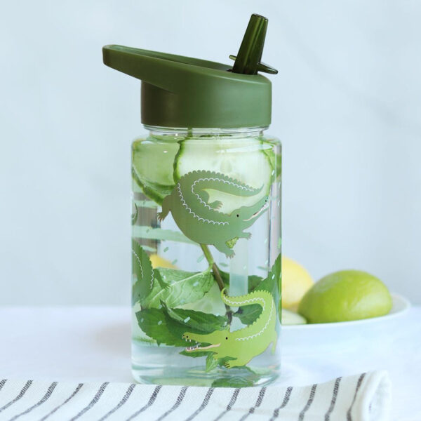 A Little Lovely Company Πλαστικό Παγούρι Crocodiles σε Πράσινο χρώμα DBCRGR63 450ml - Image 3