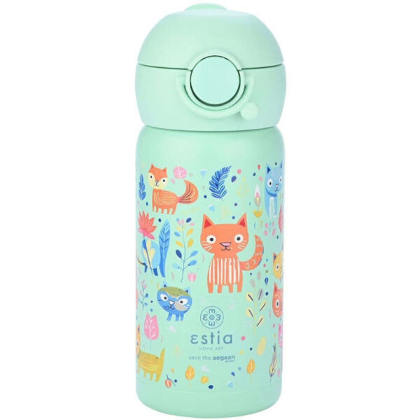 Estia Wonder Bottle Save the Aegean Παιδικό Παγούρι Θερμός Ανοξείδωτο Feline Foliage 350ml