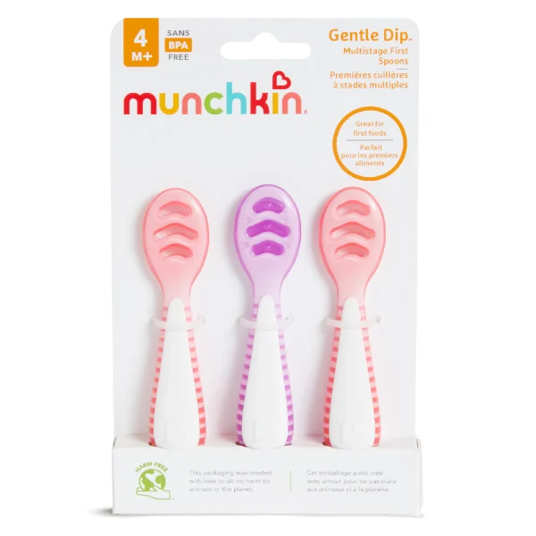 Munchkin Βρεφικό Σετ με Κουτάλια Gentle από Σιλικόνη για 4+ μηνών Ροζ 3τμχ - Image 6