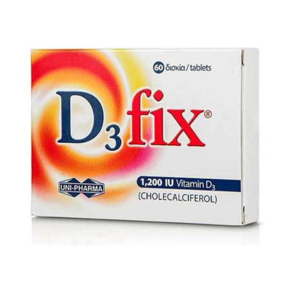Uni-Pharma D3 Fix Βιταμίνη για το Ανοσοποιητικό 1200iu 60 ταμπλέτες