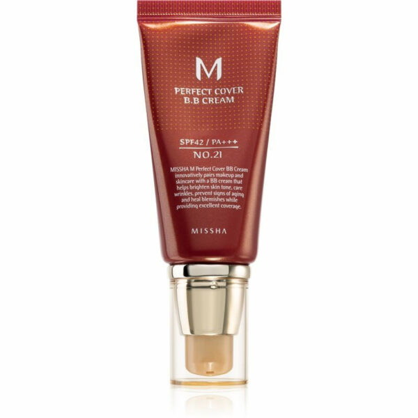 Missha M Perfect Cover BB 21 Light Beige Ενυδατική & Αντιγηραντική Κρέμα Προσώπου Ημέρας με SPF42 με Υαλουρονικό Οξύ & Κολλαγόνο 50ml