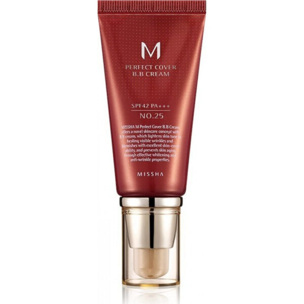 Missha M Perfect Cover BB 25 Warm Beige 25 Warm Beige Ενυδατική Κρέμα Προσώπου Ημέρας με SPF42 με Υαλουρονικό Οξύ & Ceramides 20ml