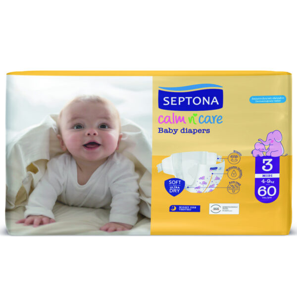 Septona Πάνες με Αυτοκόλλητο Calm n' Care No. 3 για 4-9kg 60τμχ