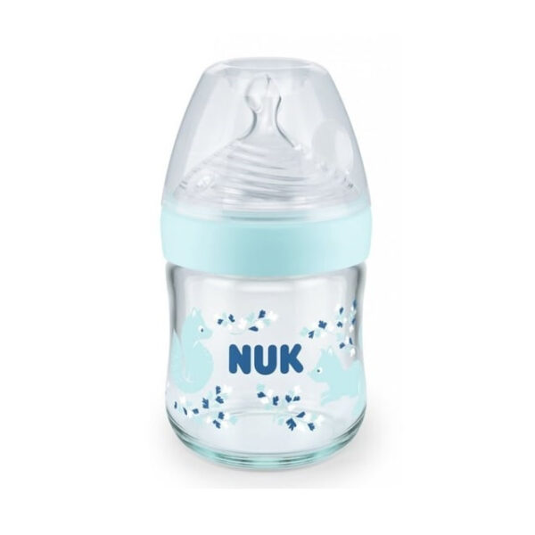 NNuk Γυάλινο Μπιμπερό Nature Sense Κατά των Κολικών με Θηλή Σιλικόνης 120ml