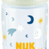 Nuk Γυάλινο Μπιμπερό First Choice Plus Κατά των Κολικών με Θηλή Σιλικόνης 240ml για 0-6 μηνών Λευκό Αστεράκια
