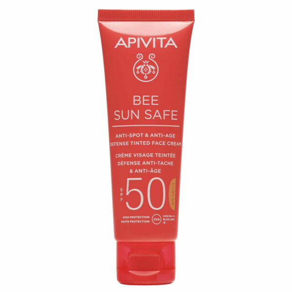 Apivita Bee Sun Safe Αδιάβροχη Αντηλιακή Κρέμα Προσώπου SPF50 με Χρώμα Tinted 50ml - Image 2