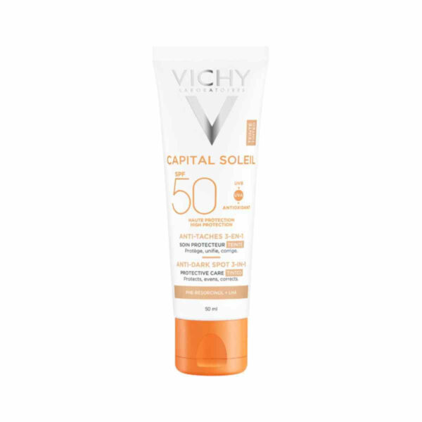 Vichy Capital Soleil Anti-Dark Spot 3-in-1 Αδιάβροχη Αντηλιακή Κρέμα Προσώπου SPF50 με Χρώμα 50ml