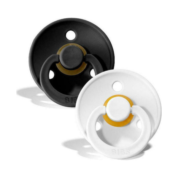 Bibs Πιπίλες Καουτσούκ για 0-6 μηνών Colour Black & White 2τμχ