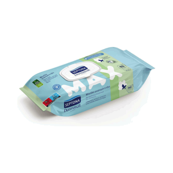 Septona Dermasoft Max Μωρομάντηλα χωρίς Οινόπνευμα & Parabens 60τμχ