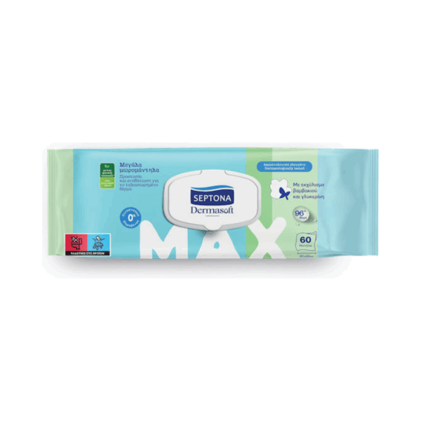 Septona Dermasoft Max Μωρομάντηλα χωρίς Οινόπνευμα & Parabens 60τμχ - Image 2