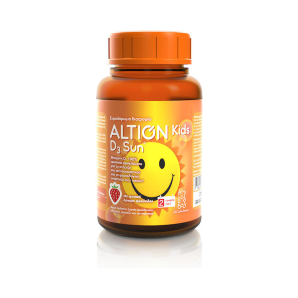 Altion Kids D3 Sun Βιταμίνη για Ενίσχυση του Ανοσοποιητικού & την Υγεία των Οστών Φράουλα 60 x 1 ζελεδάκια 60τμχ