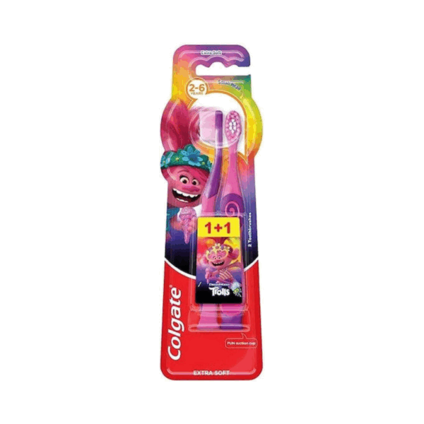 Colgate Παιδική Οδοντόβουρτσα Smilies Trolls Extra Soft Ροζ/Μωβ για 2+ χρονών 2τμχ