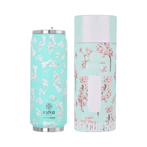 Estia Travel Cup Save the Aegean Ποτήρι Θερμός Ανοξείδωτο 500ml Blossom Green