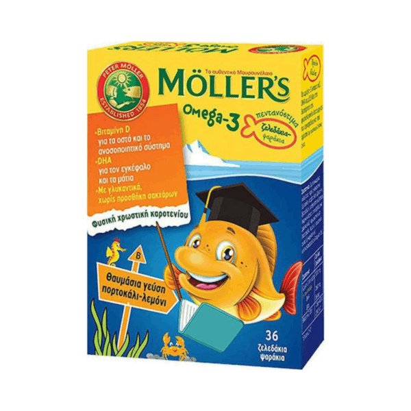 Moller's Omega 3 Ιχθυέλαιο 36 Παιδικά Ζελεδάκια Πορτοκάλι