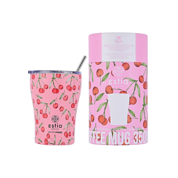 Estia Coffee Mug Save The Aegean 350ml Cherry Rose