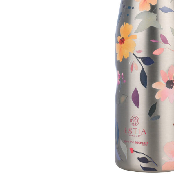 Estia Travel Flask Save the Aegean Μπουκάλι Θερμός Silver Botanic 500ml - Image 2