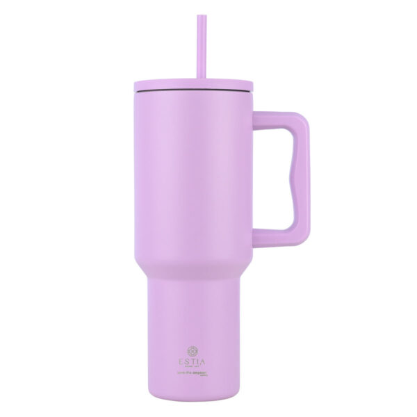 Estia Θερμός Straw Tumbler XL Save The Aegean 1200ml Lavender Purple