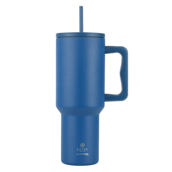 Estia Θερμός Straw Tumbler XL Save The Aegean 1200ml Denim Blue