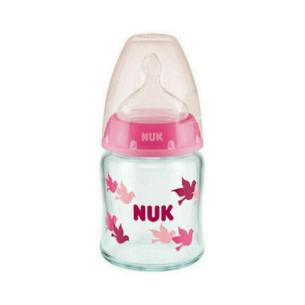 Nuk Γυάλινο Μπιμπερό First Choice Plus Temperature Control Κατά των Κολικών με Θηλή Σιλικόνης 120ml για 0-6 μηνών
