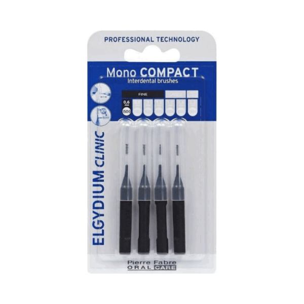 Elgydium Clinic Mono Compact Μεσοδόντια Βουρτσάκια 0.35mm Μαύρα 4τμχ