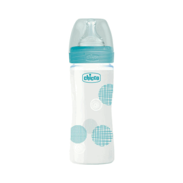 Chicco Γυάλινο Μπιμπερό Κατά των Κολικών με Θηλή Σιλικόνης 240ml για 0+ μηνών Ciel Circles