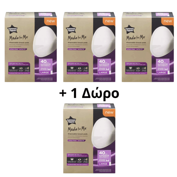 Tommee Tippee 3+1 Δώρο Επιθέματα Στήθους Made for Me Large 40τμχ