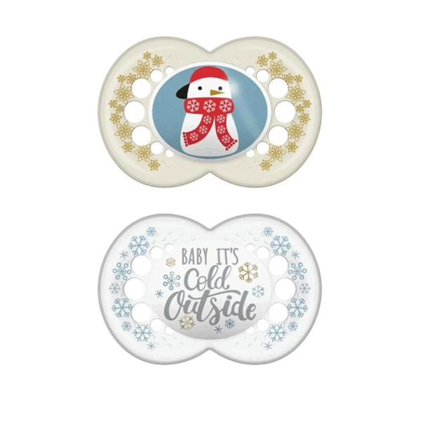 MAM Winterfun Πιπίλες Σιλικόνης Άσπρη/Διάφανη 6-16 Μηνών 2 τεμάχια