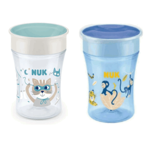 Nuk Παιδικό Ποτηράκι Evolution Magic Cup από Πλαστικό Μπλε Monkeys 230ml για 8m+