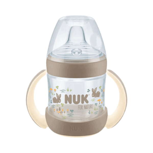 Nuk Nature Εκπαιδευτικό Μπιμπερό Πλαστικό με Λαβές Μπεζ 6m+ 150ml