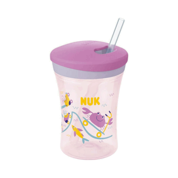 Nuk Παιδικό Ποτηράκι "Action Cup" από Πλαστικό Ροζ 230ml για 12m+
