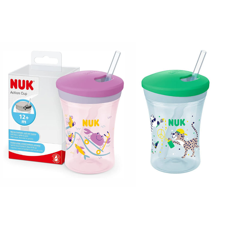 Nuk Παιδικό Ποτηράκι "Action Cup" από Πλαστικό Ροζ 230ml για 12m+