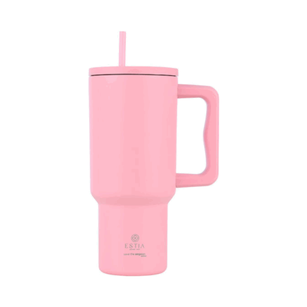 Estia Θερμός Straw Tumbler XL Save The Aegean 900ml Blossom Rose