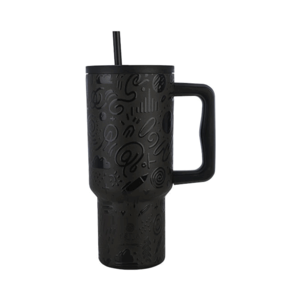 Estia Θερμός Straw Tumbler XL Save The Aegean 900ml Noir Echo