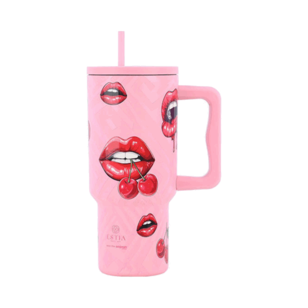 Estia Θερμός Straw Tumbler XL Save The Aegean 900ml Blush Pop