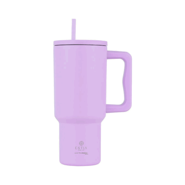 Estia Θερμός Straw Tumbler XL Save The Aegean 900ml Lavender Purple