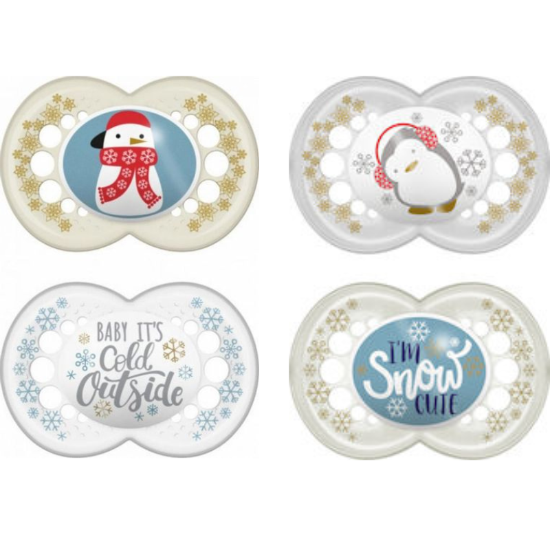 MAM Winterfun Πιπίλες Σιλικόνης Άσπρη/Διάφανη 6-16 Μηνών 2 τεμάχια